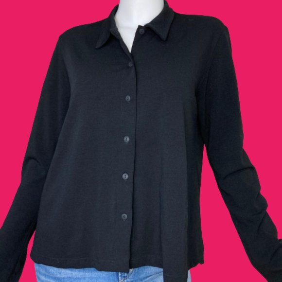 Lilith France Stretch Wool Button-Down Shirt M - Picture 1 of 15